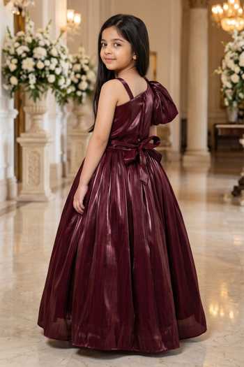 Petite Pomme Satin One Shoulder Dress