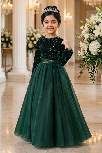Petite Pomme Floral Yoke Embroidered Dress 