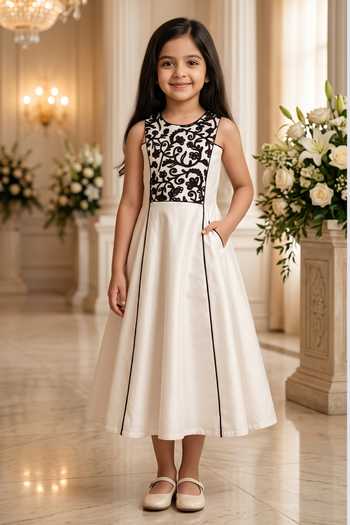 Petite Pomme Dori Yoke Embroidered Dress 
