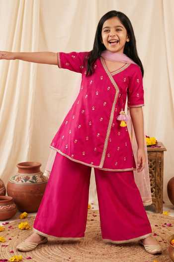 Petite Pomme Embroidered Angarkha Palazzo Set