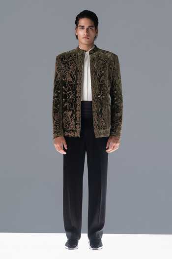 Rohit Gandhi + Rahul Khanna Aviary Reverie Embroidered Bandhgala Set 