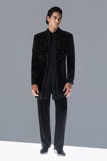 Rohit Gandhi + Rahul Khanna Midnight Grove Embroidered Sherwani Set 