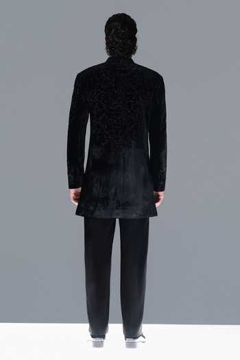 Rohit Gandhi + Rahul Khanna Lustre Noire Embroidered Sherwani Set 