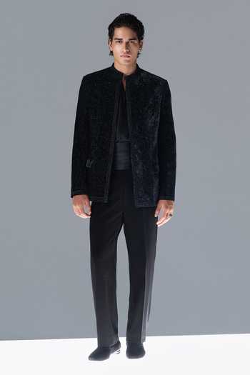 Rohit Gandhi + Rahul Khanna River Stone Embellished Bandhgala Set 