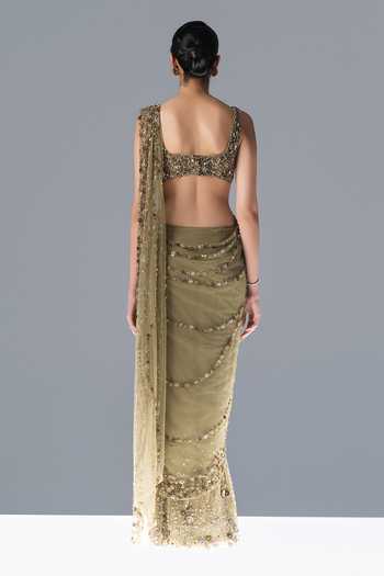 Rohit Gandhi + Rahul Khanna Wisteria Pre-Draped Saree With Blouse 
