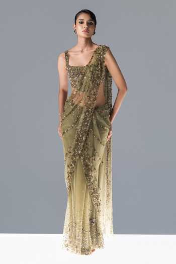 Rohit Gandhi + Rahul Khanna Wisteria Pre-Draped Saree With Blouse 