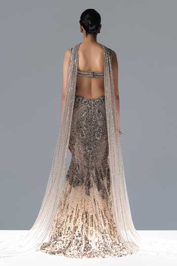 Rohit Gandhi + Rahul Khanna Halo Ecru Embroidered Lehenga Set 