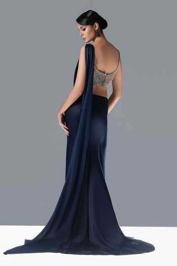 Rohit Gandhi + Rahul Khanna Crystal Eclipse Pre-Draped Saree With Blouse 