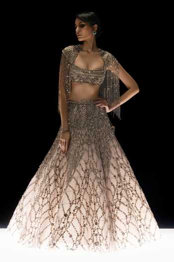 Rohit Gandhi + Rahul Khanna Celestia Embroidered Cape Lehenga Set 