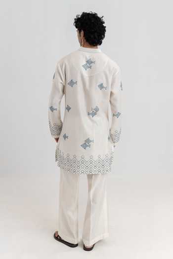 Wabi Sabi By Anshum-Ritesh Geo Ocean Hand Embroidered Kurta Set 