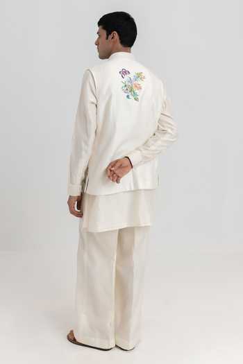 Wabi Sabi By Anshum-Ritesh Swan Reverie Hand Painted Bundi & Kurta Set 