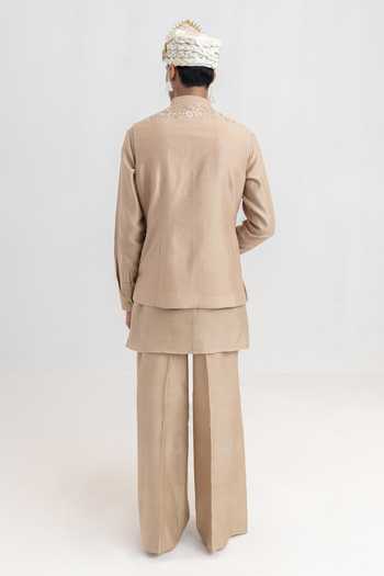 Wabi Sabi By Anshum-Ritesh Muted Majesty Hand Embroidered Bundi Set 