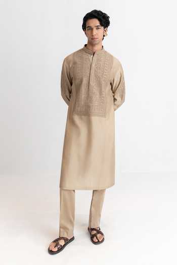 Wabi Sabi By Anshum-Ritesh Floral Frame Dori Embroidered Kurta & Pant Set 
