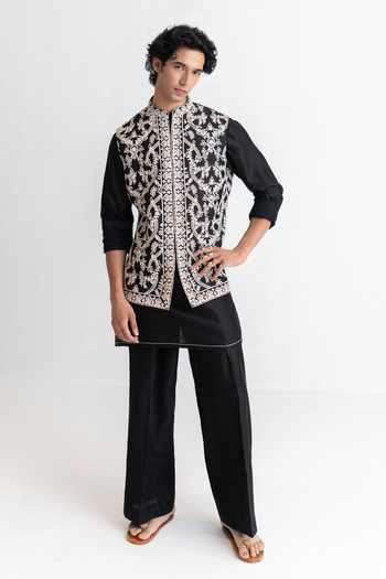 Wabi Sabi By Anshum-Ritesh Varkala Vine Dori Embroidered Bundi Set 