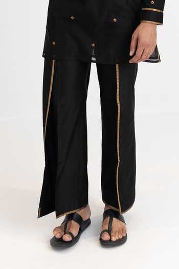 Wabi Sabi By Anshum-Ritesh Black Chanderi Twin Birds Woven Kurta Set Online at Aza Fashions Wabi Sabi By Anshum-Ritesh_Black Chanderi Twin Birds Woven Kurta Set _Online_at_Aza_Fashions