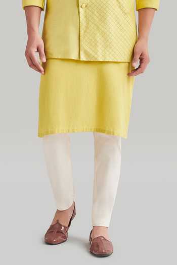 Shop Blue Lotus Design Yellow Cotton Quilted Pattern Nehru Jacket Set Online at Aza Fashions Shop_Blue Lotus Design_Yellow Cotton Quilted Pattern Nehru Jacket Set _Online_at_Aza_Fashions