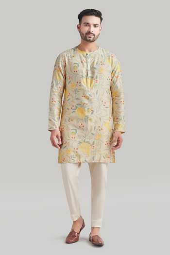 Blue Lotus Design_Beige Cotton Tapered Pant _Online_at_Aza_Fashions