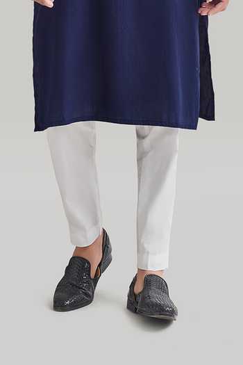 Buy_Blue Lotus Design_Blue Cotton Placement Embroidered Kurta Set _Online_at_Aza_Fashions