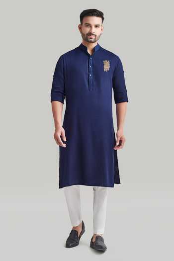 Blue Lotus Design_White Cotton Pant _Online_at_Aza_Fashions