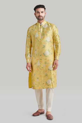 Blue Lotus Design Printed Kurta & Pant Set