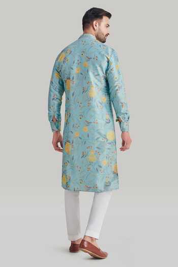 Blue Lotus Design Printed Kurta Set