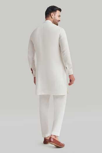 Blue Lotus Design Embroidered Kurta Set