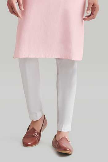 Buy_Blue Lotus Design_Pink Cotton Placement Embroidered Kurta Set _Online_at_Aza_Fashions