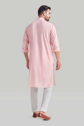 Blue Lotus Design Placement Embroidered Kurta Set