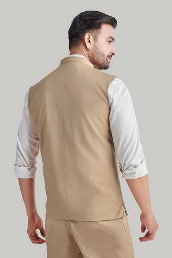 Blue Lotus Design Plain Nehru Jacket