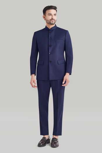Blue Lotus Design Plain Bandhgala & Pant Set