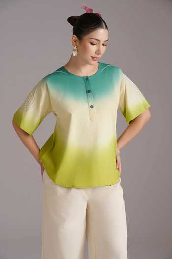 JAYN India Ombre & Embroidered Top 
