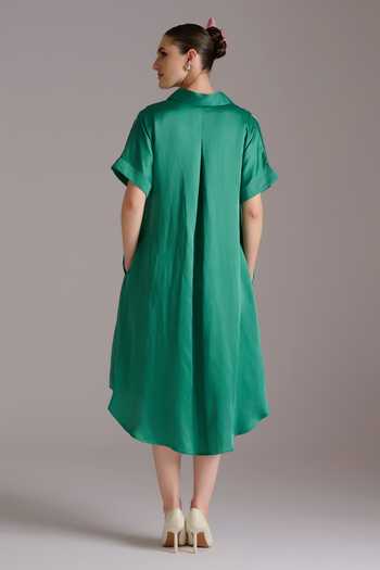 JAYN India Moti Embroidered Linen Satin Dress 