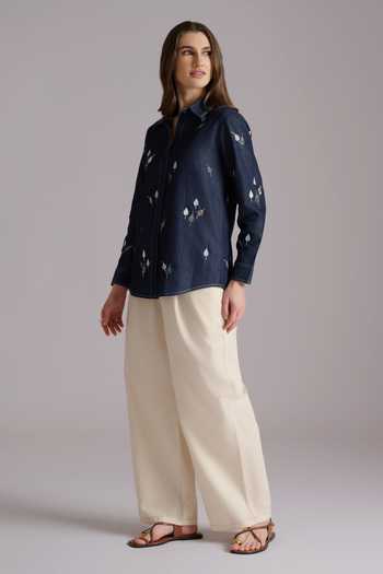 JAYN India Resham Embroidered Denim Shirt 