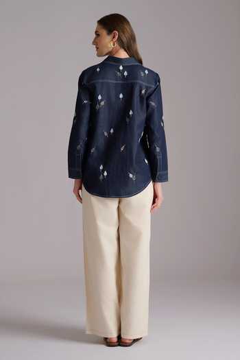 JAYN India Resham Embroidered Denim Shirt 