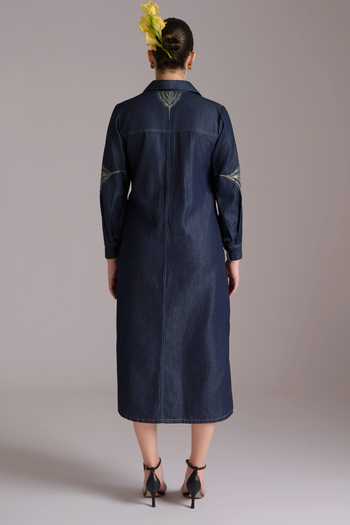JAYN India Embroidered Denim Shirt Dress 