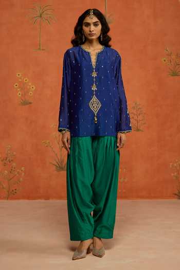 Shikha Mehta Pranita Silk Chanderi Top & Salwar Set