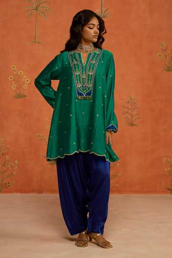 Shikha Mehta Aasma Silk Chanderi Top & Salwar Set