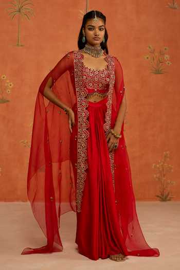 Shikha Mehta Damini Embroidered Cape Skirt Set