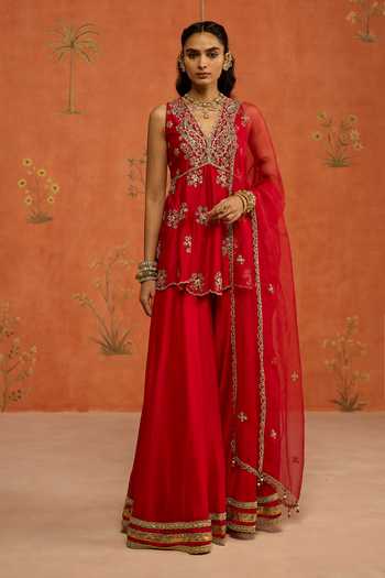 Shikha Mehta Yuvika Embroidered Top Sharara Set