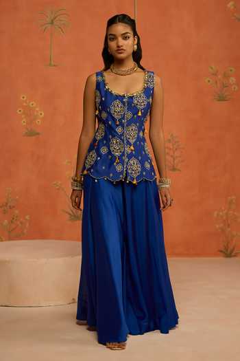 Shikha Mehta Naira Embroidered Jacket & Sharara Set