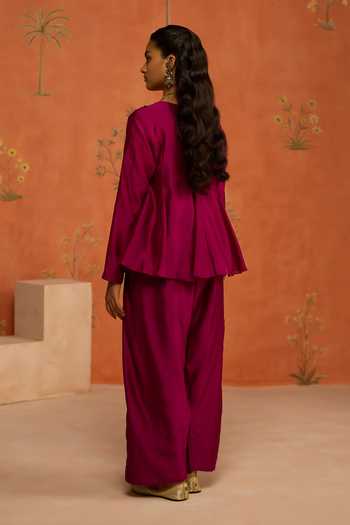 Shikha Mehta Kamya Scalloped Embroidered Top & Pant Co-ord Set