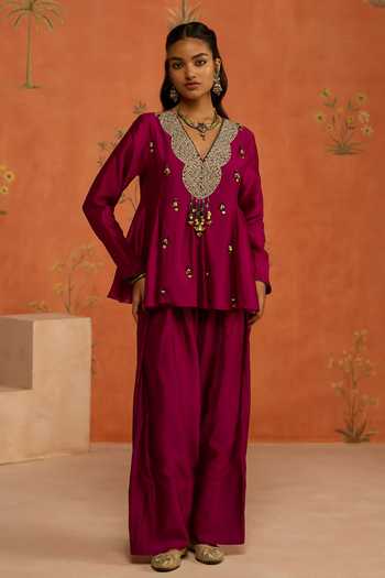 Shikha Mehta Kamya Scalloped Embroidered Top & Pant Co-ord Set