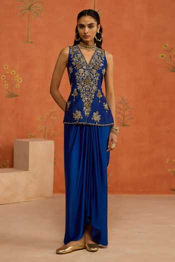 Shikha Mehta Fannah Silk Chanderi Top & Skirt Set