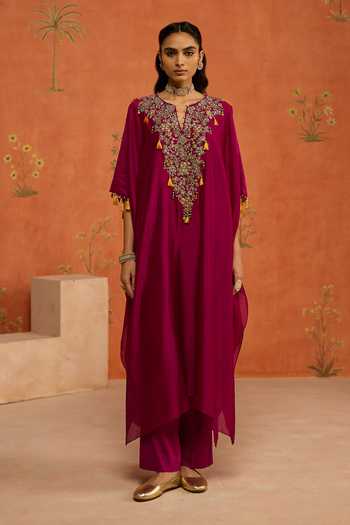 Shikha Mehta Oorja Neckline Embroidered Kaftan & Pant Set