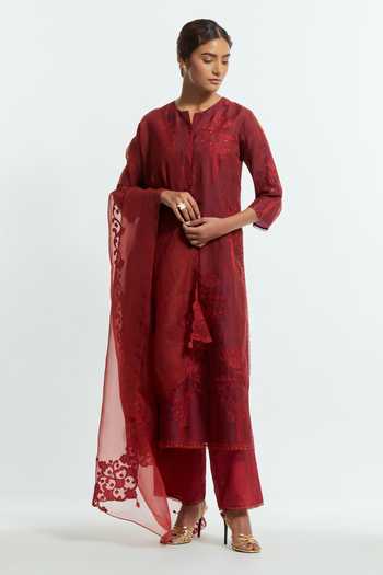 Kora Placement Embroidered Kurta Set 