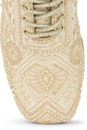Shop Anaar Cream Mauj Masti Chiffon Sneakers Shop_Anaar_Cream Mauj Masti Chiffon Sneakers