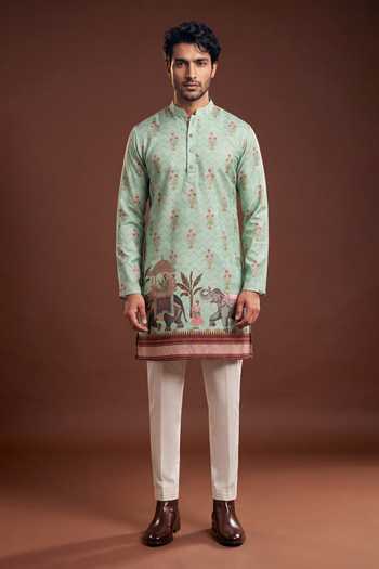 Arihant Rai Sinha Digital Printed Elephant Motif Kurta & Pant Set 