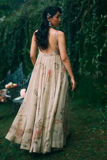 Paulmi And Harsh Rue Floral Print Anarkali 