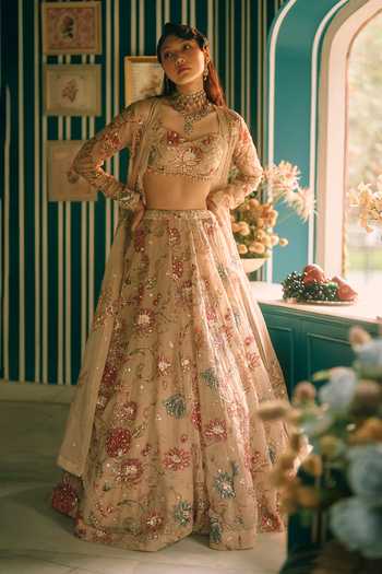 Paulmi And Harsh Petal Printed & Embroidered Lehenga Set