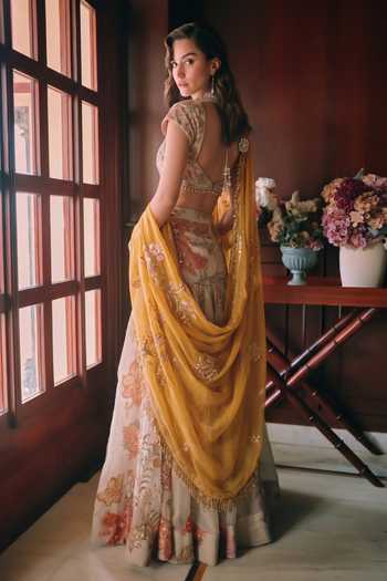 Paulmi And Harsh Maelis Printed Fishcut Lehenga Set